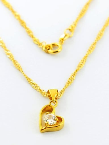 Women Hgh Quality Gold Plated Heart Shaped Rhinestone Necklace