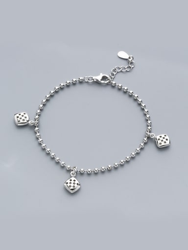 Trendy 925 Silver Square Shaped Bracelet
