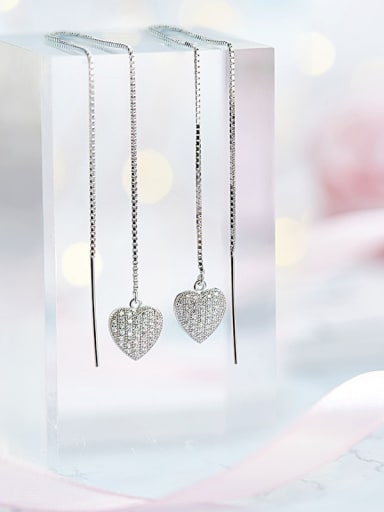 S925  Silver Heart-shaped threader earring