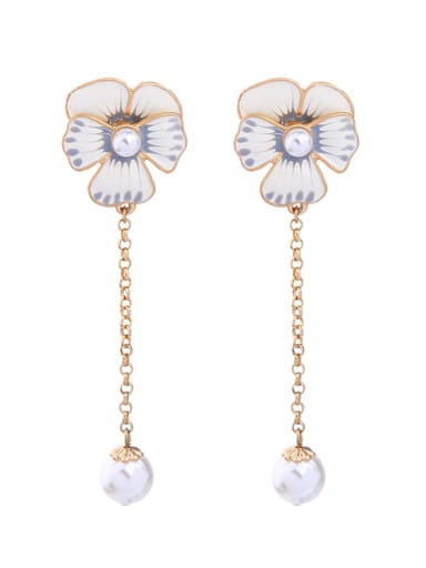 Flower Artificial Pearls Drop Chandelier earring