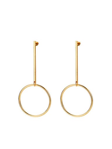 Fashionable Round Shaped Gold Plated Titanium Drop Earrings