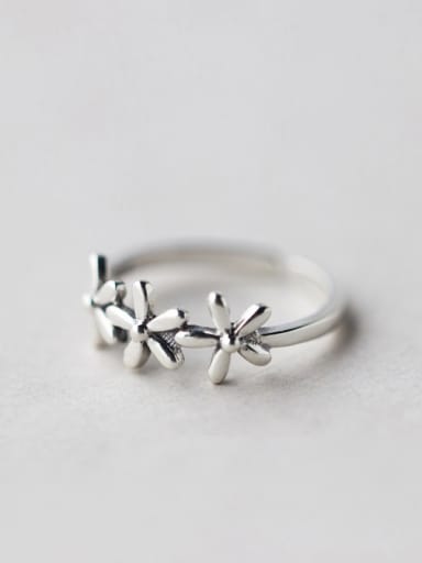 S925 silver sweet flower opening ring