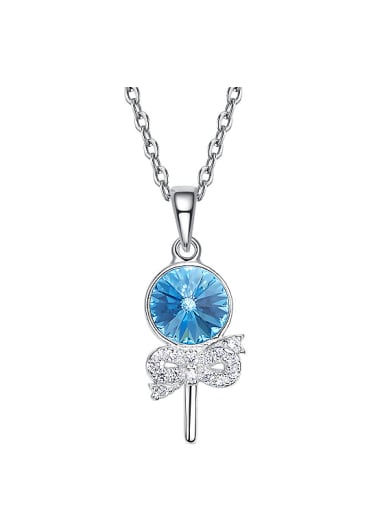 Simple Lollipop Blue austrian Crystal Necklace