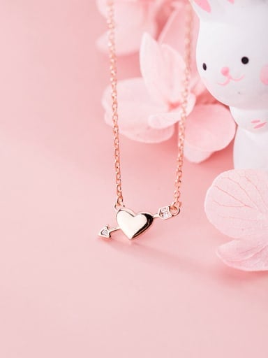 925 Sterling Silver With Cubic Zirconia  Cute Heart Necklaces