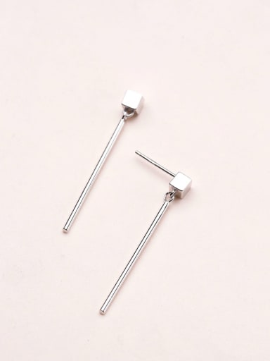 Exquisite Square Shaped Silver Drop Earrings