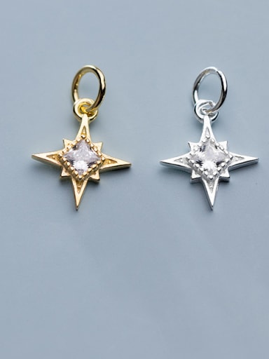 925 Sterling Silver With  Cubic Zirconia  Simplistic Star Pendants