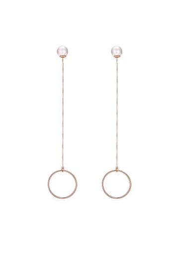 Retro Rose Gold Plated Round Shaped Artificial Pearl Earrings