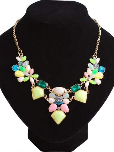 Fashion Colorful Geometrical Resin Pendant Alloy Necklace