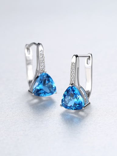 925 Sterling Silver With Silver Plated Fashion Triangle Stud Earrings