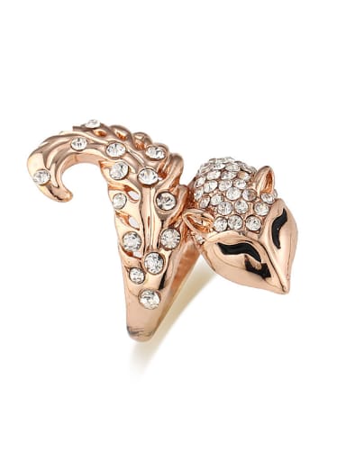 Personalized Exaggerated Cubic Rhinestones-covered Fox Alloy Ring