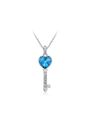 Platinum Plated Heart Shaped Crystal Necklace
