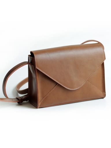 custom Second layer cowhide vintage brown envelope bag