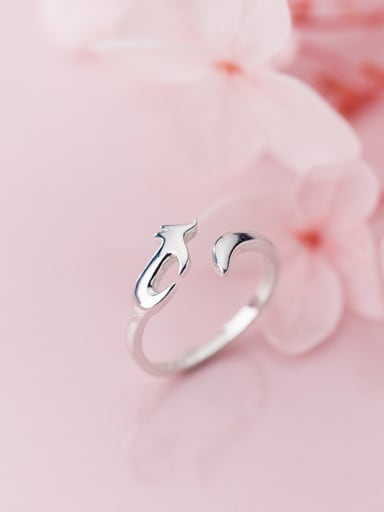 925 Sterling Silver With Silver Plated Cute Fox Free Size Rings