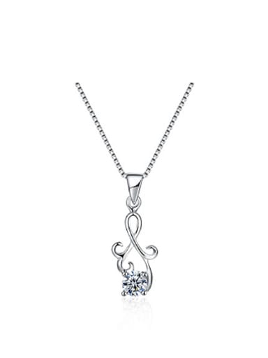 Simple Elegant Zircon Silver Necklace