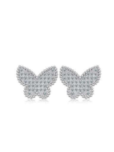 Elegant Butterfly Silver Women Stud Earrings