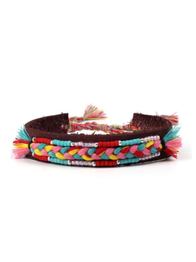 Retro Style Colorful Woven Leather Rope Bracelet