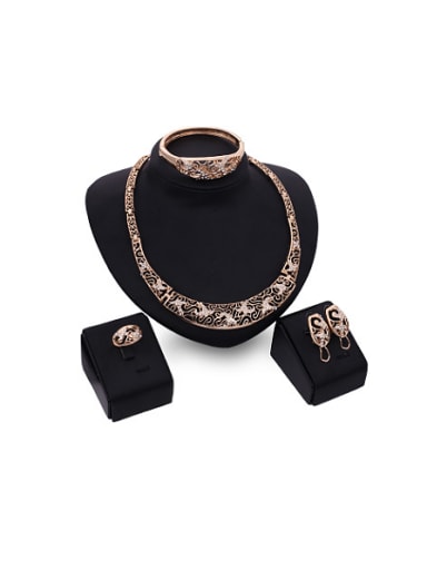 new Alloy Imitation-gold Plated Vintage style Rhinestones Hollow Four Pieces Jewelry Set