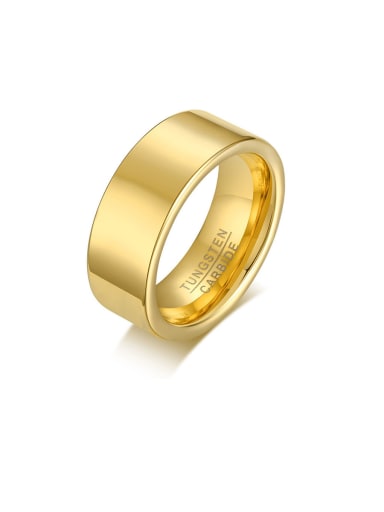Stainless Steel With Gold Plated Simplistic Smooth Round Men Rings