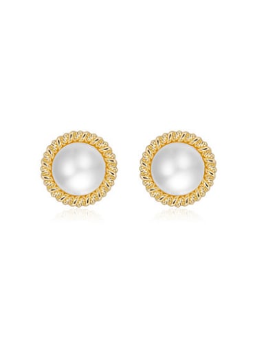 Elegant Gold Plated Pearl Twisted Stud Earrings