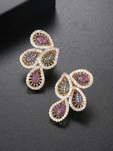 Fashion feather AAA Zircon Earrings