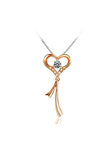 Fashion Heart Key Cubic Zirconias Copper Pendant