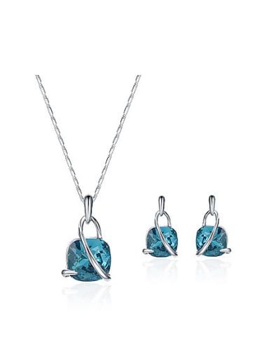 Alloy White Gold Plated Fashion Artificial Stones Two Pieces Jewelry Set