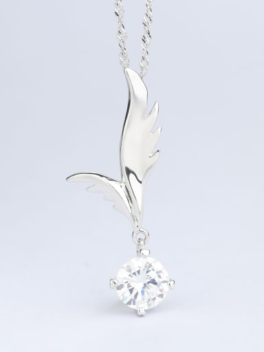 Simple Angel Wings Cubic Zircon 925 Silver Pendant