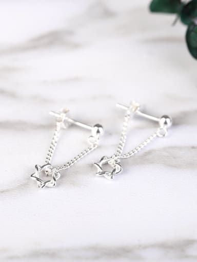 Simple Six-pointed Star Silver Earrings