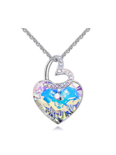 Fashion Shiny Heart Blue austrian Crystals Alloy Necklace