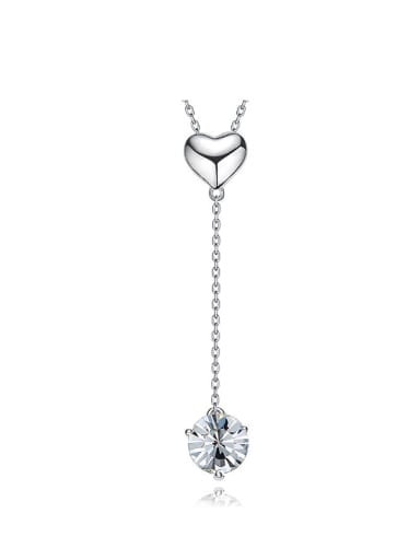 Simple Little Heart Cubic austrian Crystal 925 Silver Necklace