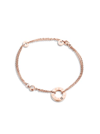 Fashion Round Rhinestones Rose Gold Plated Anklet