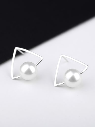 Triangle Freshwater Pearl Stud Earrings