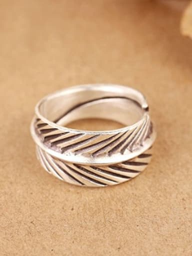 Retro Leaf Silver Handmade Ring