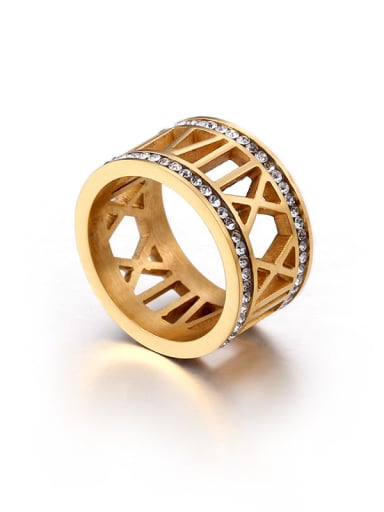 Stainless Steel With 18k Gold Plated Rhinestone Fashion Rings