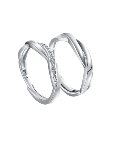 925 Sterling Silver With Cubic Zirconia  Simplistic Loves Free size  Rings