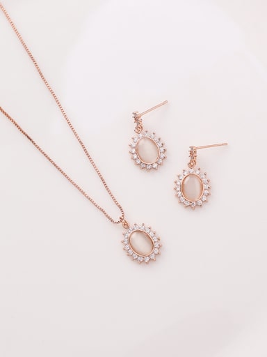 Alloy With Rose Gold Plated Simplistic Oval 2 Piece Jewelry Set