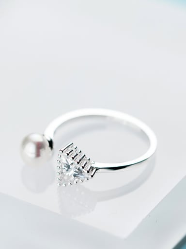 All-match Open Design Triangle Shaped Artificial Pearl Ring