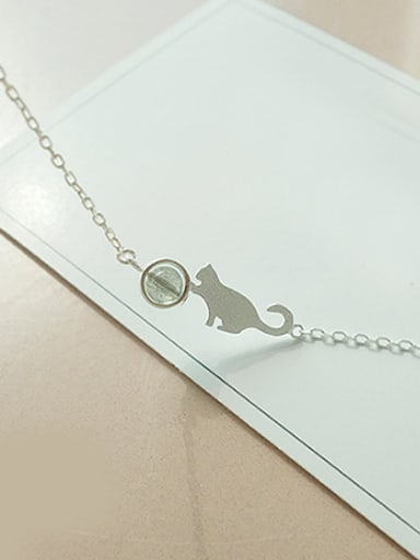 Little Cat Stone Silver Bracelet