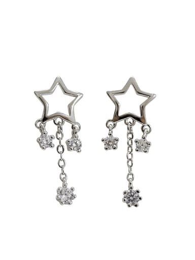 Fashion Hollow Star Cubic Zirconias Silver Stud Earrings