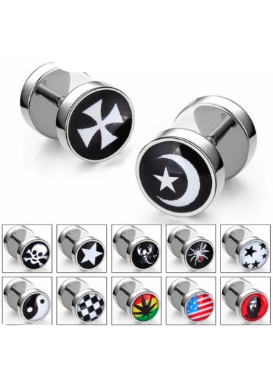 Stainless Steel With Silver Plated Trendy Geometric umbbell Stud Earrings