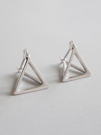 Sterling silver simple geometric hollow three-dimensional triangular earrings