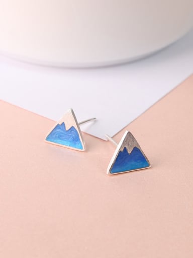 Tiny Triangle Blue Stud Earrings