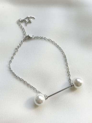 Pure silver synthetic pearl Scepter Bracelet