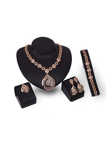 Alloy Imitation-gold Plated Vintage style Water Drop shaped Four Pieces Jewelry Set