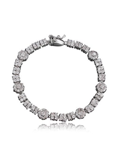 All-match 18K White Gold Plated Geometric Zircon Bracelet