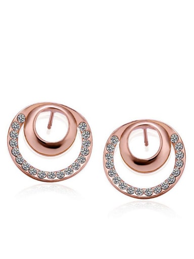 Double Rose Gold Plated Stud Earrings
