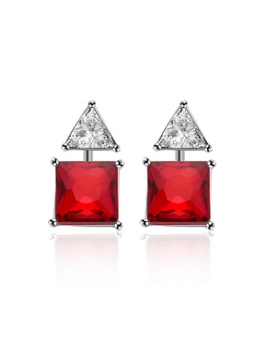 Creative Red Geometric Shaped Austria Crystal Stud Earrings