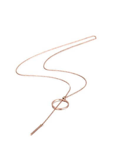 Fashion Titanium Steel Circle Zircon Necklace