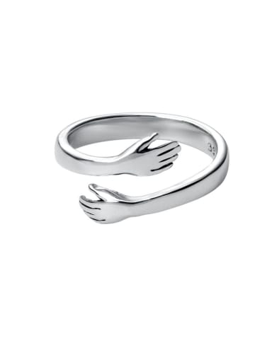 925 Sterling Silver With Glossy   Simple little hand Free Size  Rings