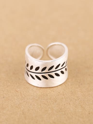 Personalized Leaves Silver Opening Ring